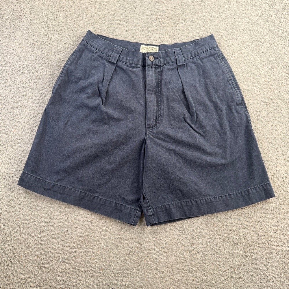 Vintage Banana Republic Safari Shorts Mens 32 Fits 28x7 Navy Pleated
